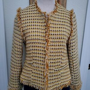 Lulus Tweed Jacket Fringe